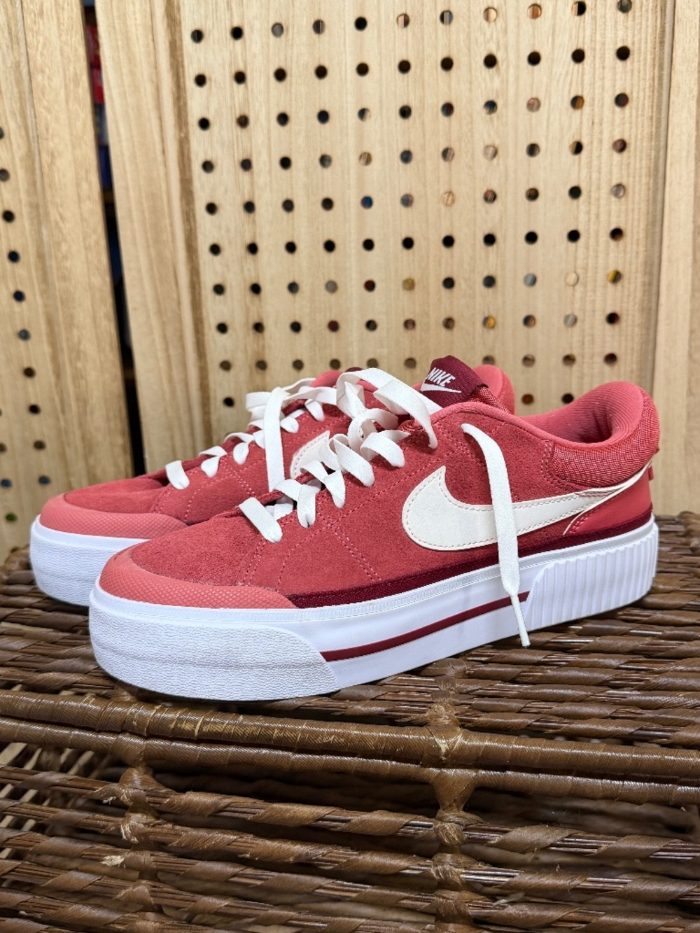 Nike Court Legacy Lift Platform Sneakers Pink Coral White Women’s 8